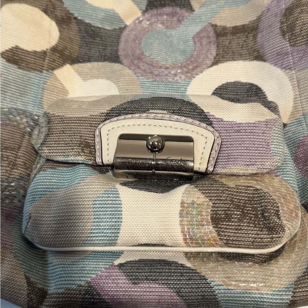 Coach Multicolor Shoulder Bag with Cream and Purple Accents - Picture 6 of 6